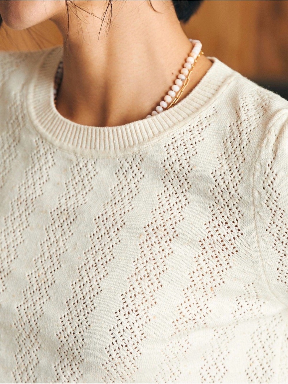 Faherty Pointelle Lola Sweater 100% cotton - Picture 2 of 9